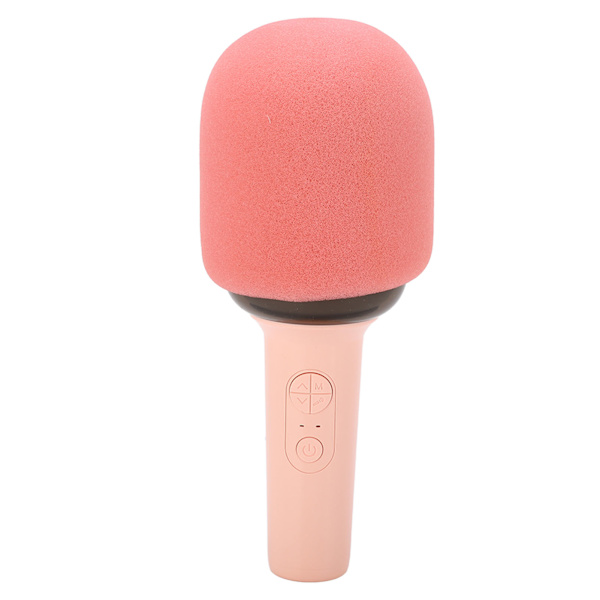 Trådlös Bluetooth-mikrofon HiFi One Piece Portable Handheld Mic-högtalare med 5 Ambient Light Modes för Home Kid Vuxen Rosa