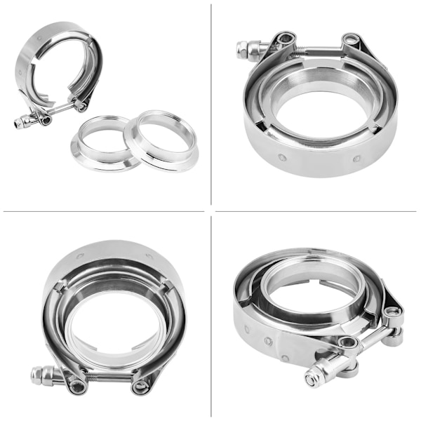 4 Tums V-Band Klämma Fläns Kit för Turbo Avgassystem Downpipes Rostfritt Stål