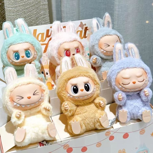 Söt Laboo 1:1 kopia av monstermakaronens hjärta kawaii gissningsväska modell nyckelring överraskningspresent leksak purple