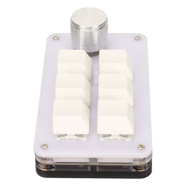 6-knapps Mini Keypad med Vred RGB-ljus Blå Switch Trådbunden Anslutning Plug and Play DIY Programmerbar Enhands Mekanisk Keypad Vit