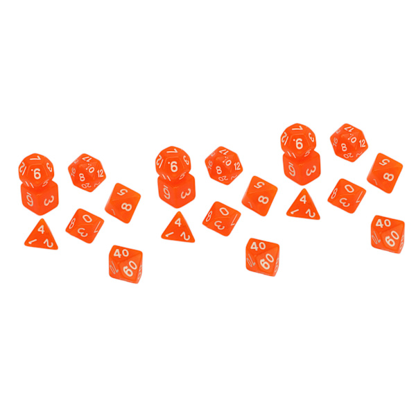 21st Nummertärningar Plast Vattentät Bärbar Roligt Bordsspel Polyhedriska tärningar för brädspel Pedagogiska skolmaterial Orange