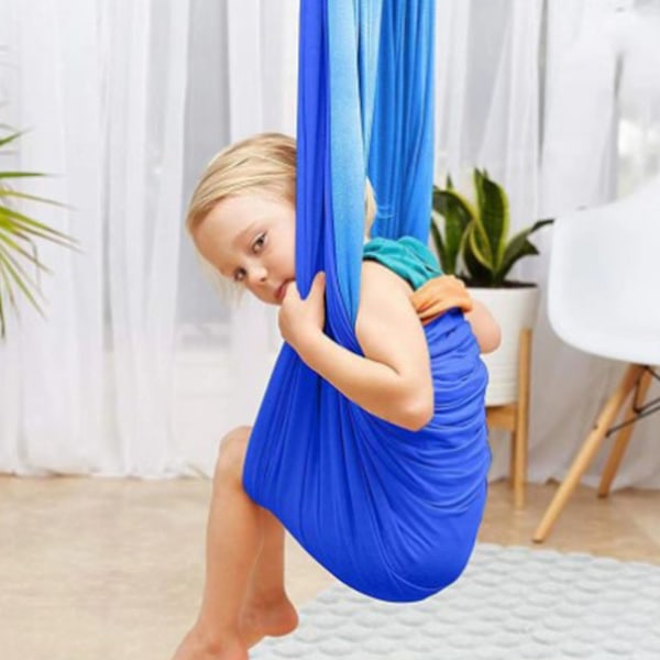 Børn Elastisk hængekøje Indendørs Udendørs Børn Sensorisk Gynge Hjem Fitness Yoga Hængekøje Mørkeblå