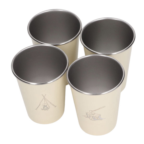 4 st 350ml 304 rostfritt stål vattenkopp kaffemugg flaska för grillning Ölresor utomhus beige