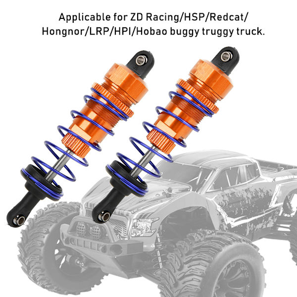 2 stk. 92 mm RC olietryksjusterbar forreste støddæmper Passer til ZD Racing 7358 1/10 RC CarOrange