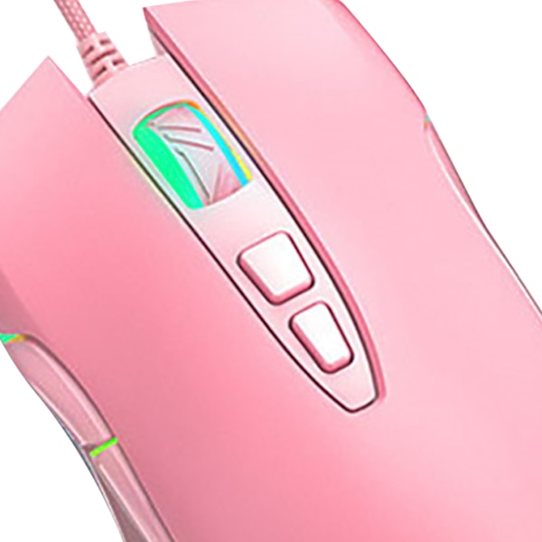 Trådbunden Mus Rosa Ergonomisk Design RGB Bakgrundsbelyst Rörelsedetektering 1,8m Kabel Gamingmus för Spel Kontor Studier