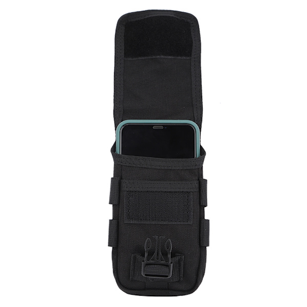 LB-14 1000D Polyester Dubbellager Utomhushängande Mobiltelefonväska Taktik Multifunktion EDC Midjepaket Svart 4 tum
