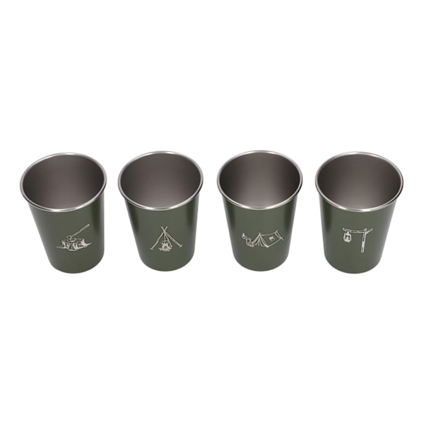4 st 350ml 304 rostfritt stål vattenkopp kaffemugg flaska för grill öl resor utomhus OD grön