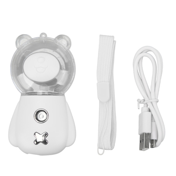 Nano Mist Sprayer Söpö Karhun Muoto 300ML USB Ilmankostutin Ihoa Kosteuttava Kasvojen Suihkutin Ajastimella Valkoinen