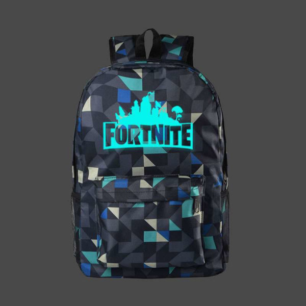 Fortnite Geometric Pattern Backpack Starry Sky Lightning Luminous Backpack blue plaid