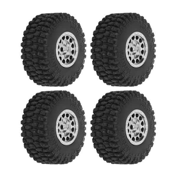 4 KPL RC-pyörät ja -renkaat alumiiniseosta Sopii TRAXXAS 1/18 TRX4M kauko-ohjattavaan autoon Hopea