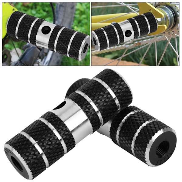 2 stk. Fotstøttepedal for sykkel i aluminium, svart