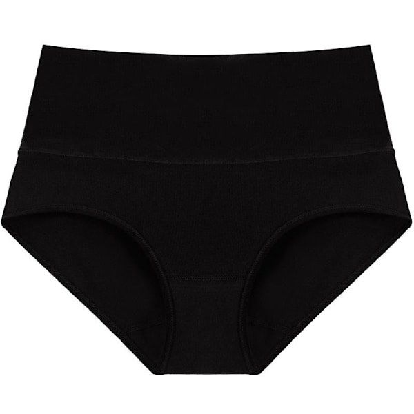 5 stk. Ren bomull dame høy midje magekontroll truser store størrelser black L