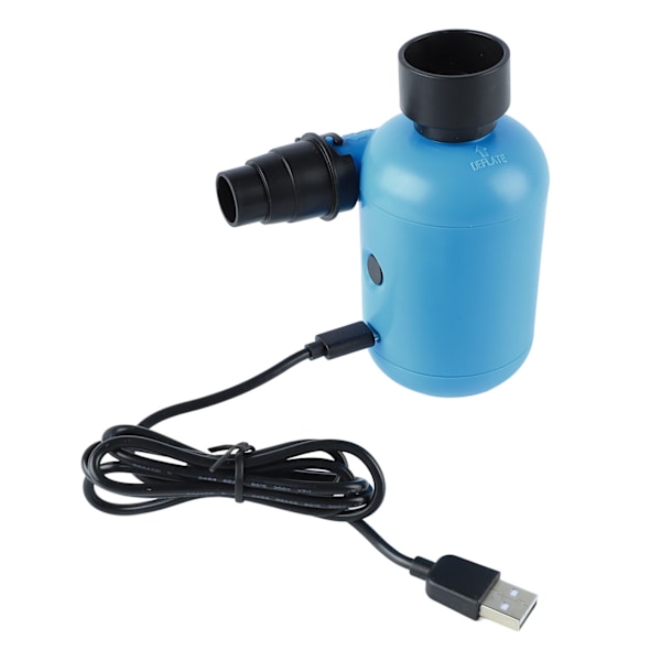 Elektrisk luftpump Bärbar blå inflatordeflatorpump Perfekt för utomhuscamping med USB-port