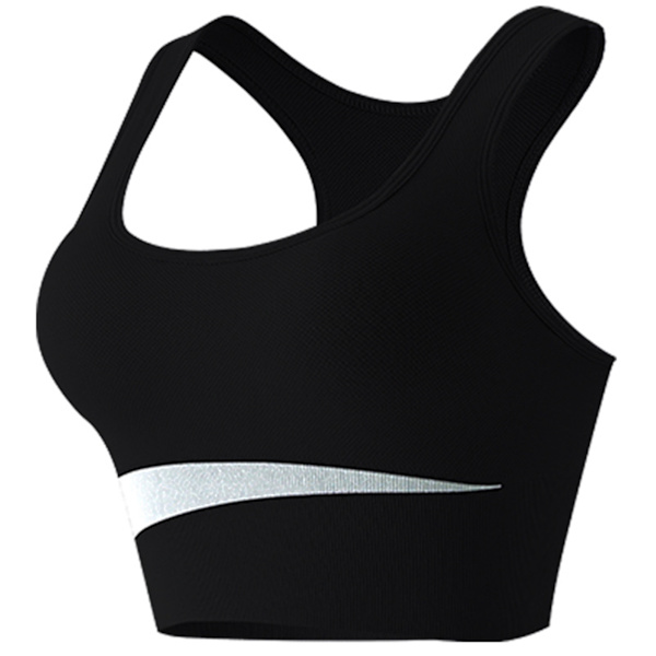 Sports-BH Nylon Åndbar Hudvenlig U-formet stålring Free Running Gym Atletisk BH til kvinder Sort M