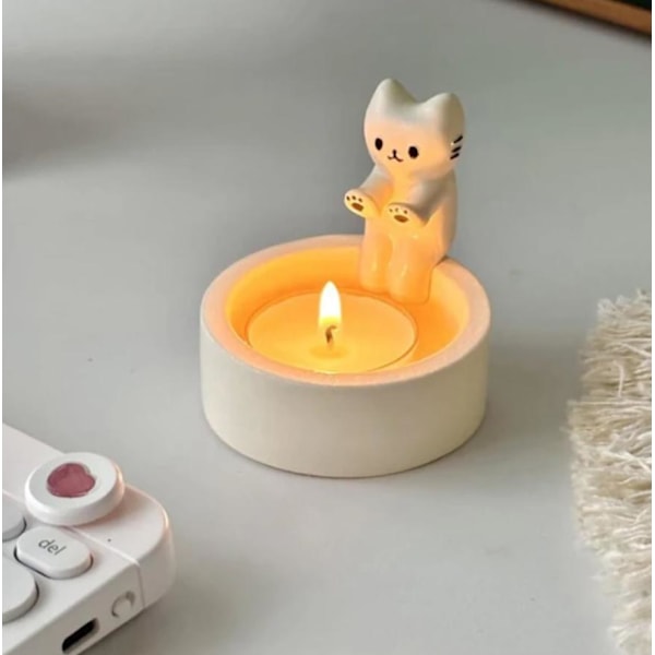Söpö Kissa Kynttilänjalka Kissapentu Tuikkukynttilänjalka Lämmittävät Käpälät Kissa Tuikkukynttilänjalka Koriste Söpö Kynttilänjalka Kodin Sisustus Kissa Lahja Valkoinen