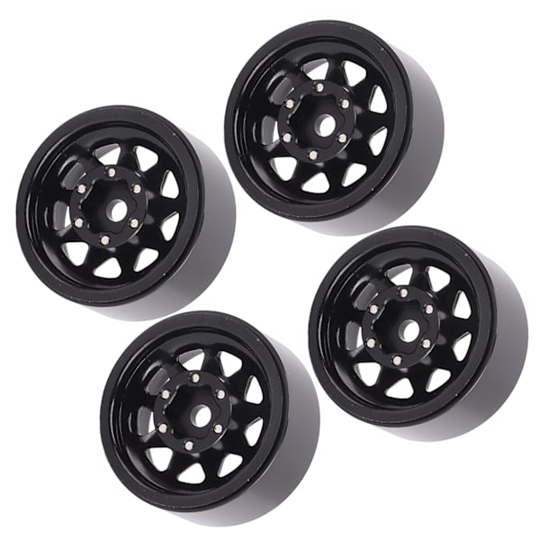 4 stk Beadlock-hjul 1-i dypt spor Universal for Traxxas ATV RC Bildeler med skruer Svart