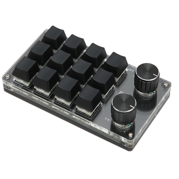 Mini Tastatur 1 Hånds Mekanisk Tastatur Kablet USB Programmerbar Makro 12 Taster 2 Knotter RGB Lys Blå Bryter PC Universal