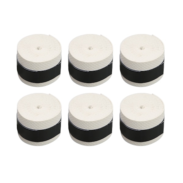 6 stk. tennisracket greb tape PU frostet skridsikker svedabsorberende Badmintonracket tape Sportstilbehør Hvid