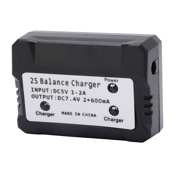 2S Balanselader 7.4V LiPo batterilader for Wltoys RC Bil Båt Fly Leke Svart