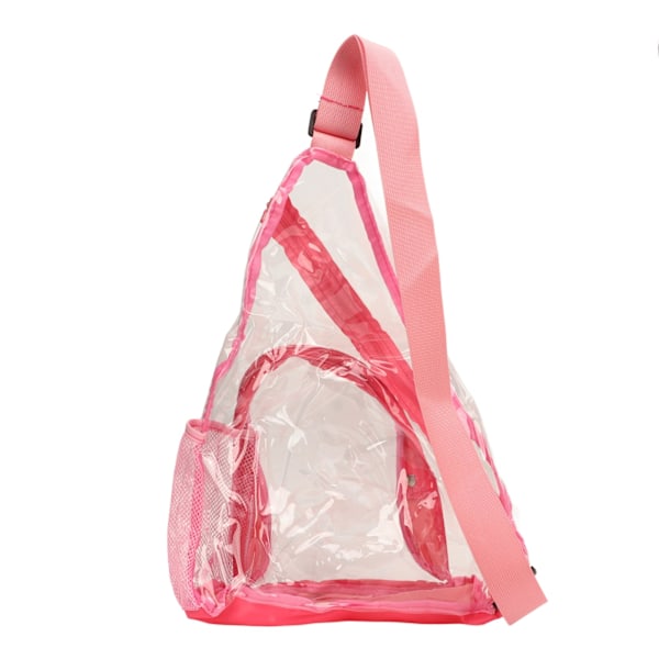 Läpinäkyvä Sling Bag PVC Läpinäkyvä rintalaukku Mukava matka Cross Shoulder Reppu Pinkki