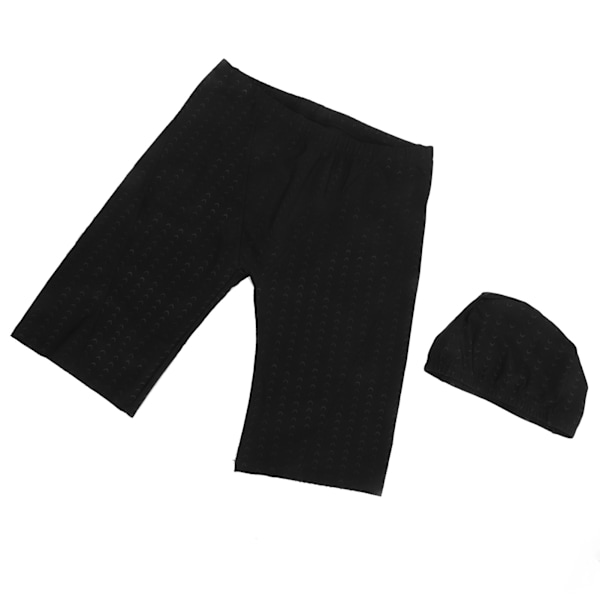 Badeshorts og caps for menn Vanntett justerbar midjestropp Hurtigtørkende badebukser Svart XXXL
