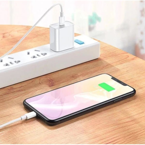 1 meter lång datakabel + iPhone-laddare för Apple 11/12/13 USB-C vit