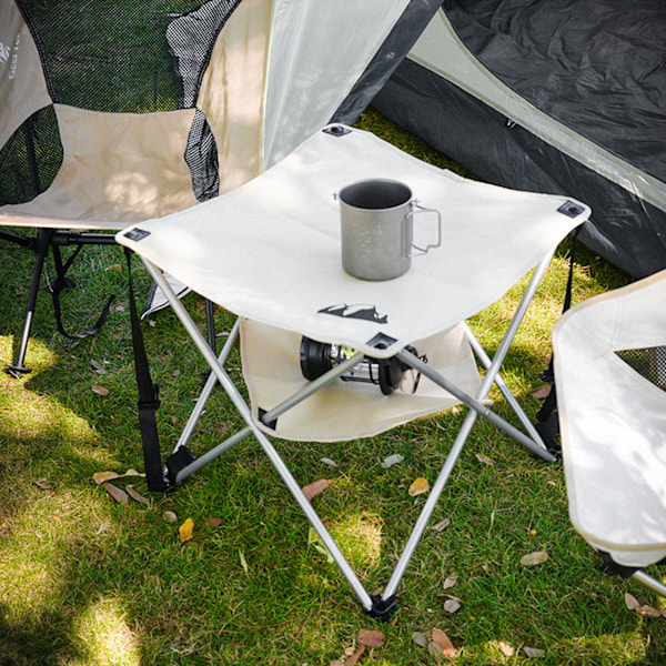 Utomhus mini hopfällbart bord Bärbart lätt 600D Oxford tyg hopfällbart bord för camping BBQ Picknick Khaki