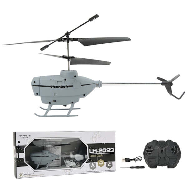 2.5CH RC Helikopter Automatisk Hinder Undvikande Fjärrkontroll Flygplansleksak med Gyroskop Grå