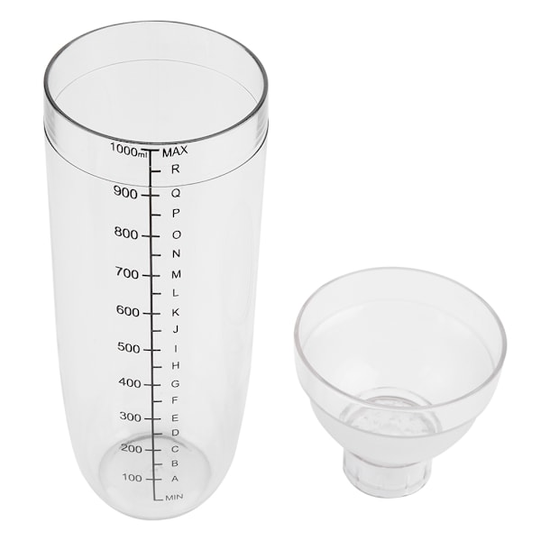 Transparent Cocktail Shaker med Anti-Lekkasje og Måleskala (1000ml)