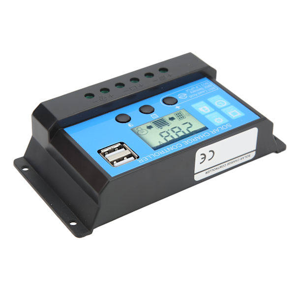 Solar Charge Controller med LCD Dual USB Industrial Master Chip Solpanelsregulator för gatlykta 12V 24V 30A