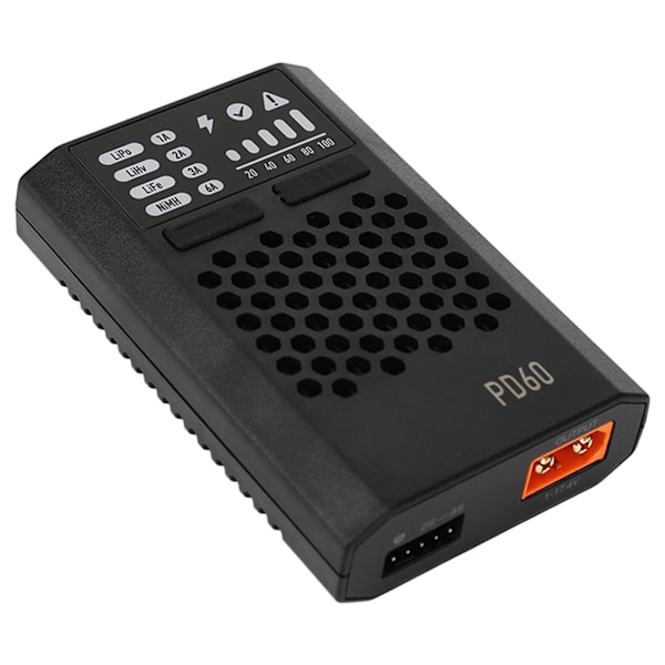 PD60 Balance Batterioplader 60W 3A Sort USB C-indgang PD60 Balance Batterioplader til LiFe LiHv LiPo 1-4S NiMH Cd1 12