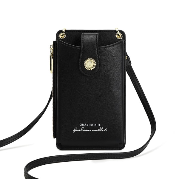 Mobiltelefonpung Små Crossbody-tasker Pung med skulderrem til kvinder teenagepiger (sort) Black