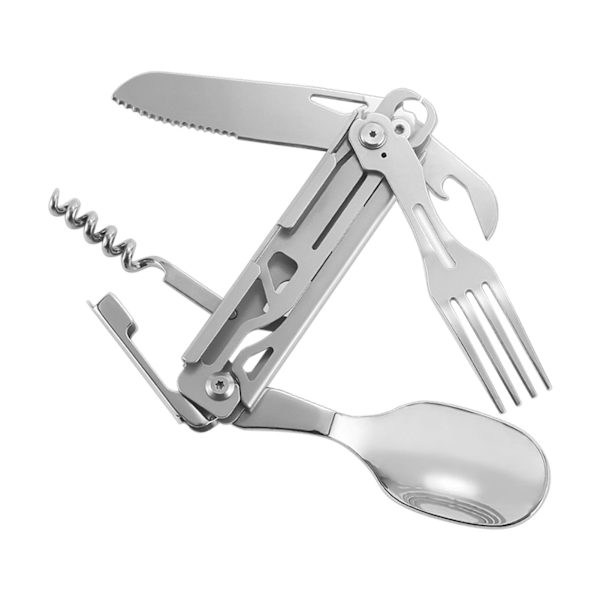 Kniv Ske Gaffel Oplukker Combo Rustfrit stål Let at rengøre Foldbart campingredskab