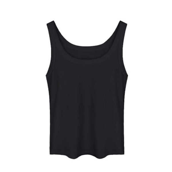 Høykvalitets ribbestrikket bomulls tanktopp for kvinner, dekker sidebrystene, slim fit, egnet for inner- eller ytterbekledning for å forhindre eksponering black M