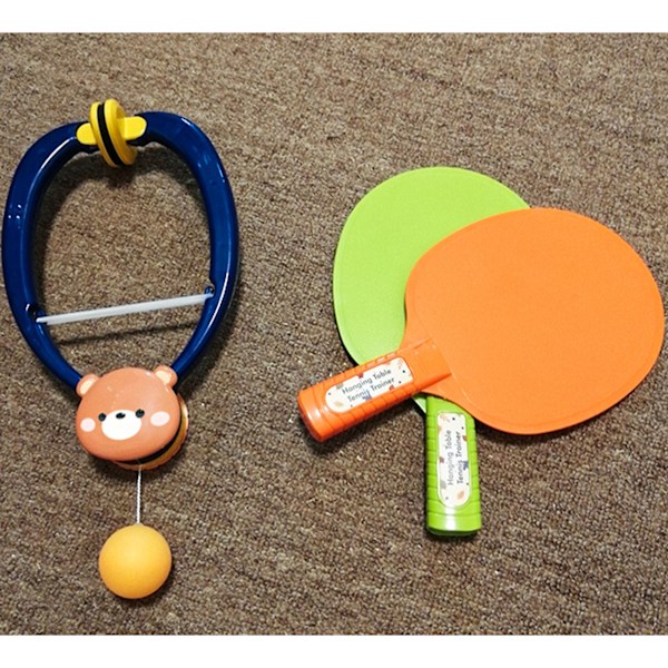 Bordtennis treningsenhet Utstyr innendørs bordtennis Selv-treningssett Hengende pingpongtrener Blå