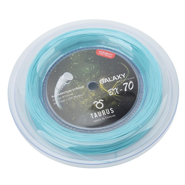 POWERTI BX70 Badmintonracketsträng med hög elastisk nylon Badmintonracketsträng 0,7 mm badmintonsnöre 200 m rulle Himmelsblå