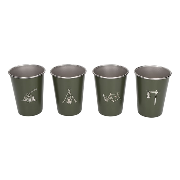 4 st 350ml 304 rostfritt stål vattenkopp kaffemugg flaska för grill öl resor utomhus OD grön