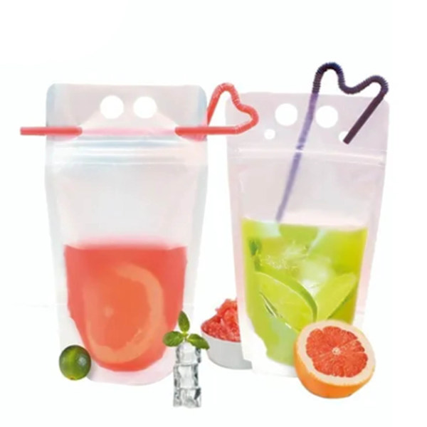 50 ST Dryckesförpackningspåsar med sugrör Frostade Transparent Stand Up vätskepåsar 1000 ml