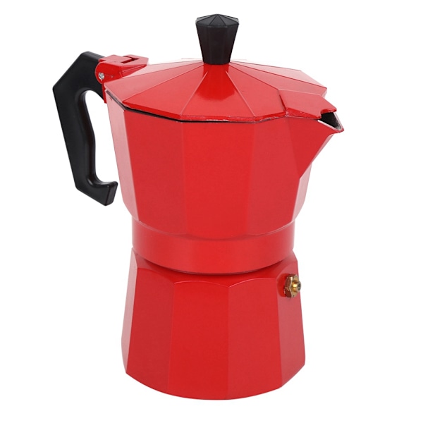 Aluminium Kaffemaskin Moka Pot - 300ML, 6-Kopps Kapacitet - Röd