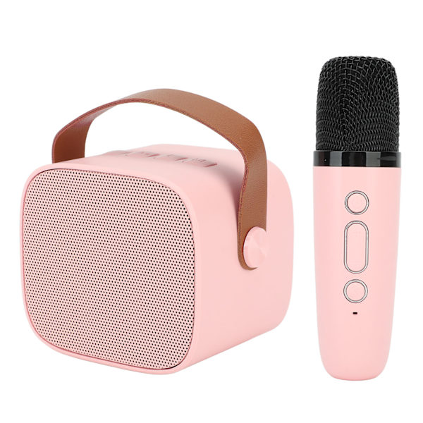 Mini karaokemaskin med trådlös mikrofon Bärbar Bluetooth-högtalare för barn Vuxna Rosa