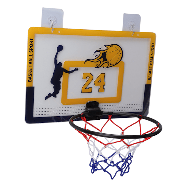 Inomhus Mini Basketball Hoop Set Transparent Free Punch Väggmonterad PVC Basket Hoop Set för barn Svart Gul