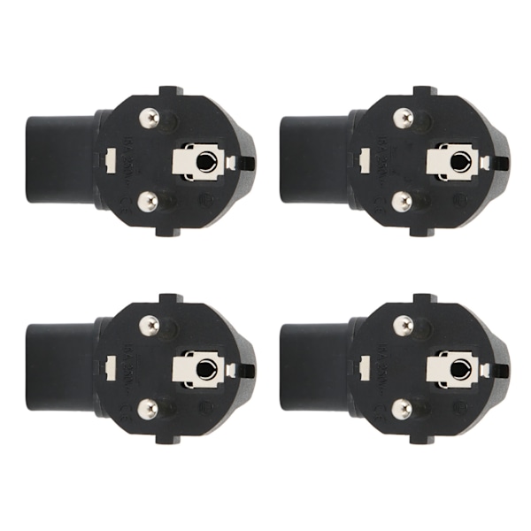 4 stk. EU 4,8 mm til IEC320 C13 Konverter 90 Graders Strømstikadapter til Laptop Strømadaptere EU Stik 100‑250V