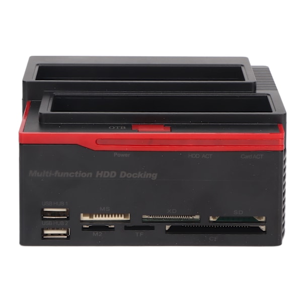 Harddisk-dokkestasjon USB2.0 Dobbel bukt 12TB Støtte OTB 480Mbps Harddisk-kabinett for 2,5 tommer 3,5 tommer IDE SATA EU-plugg