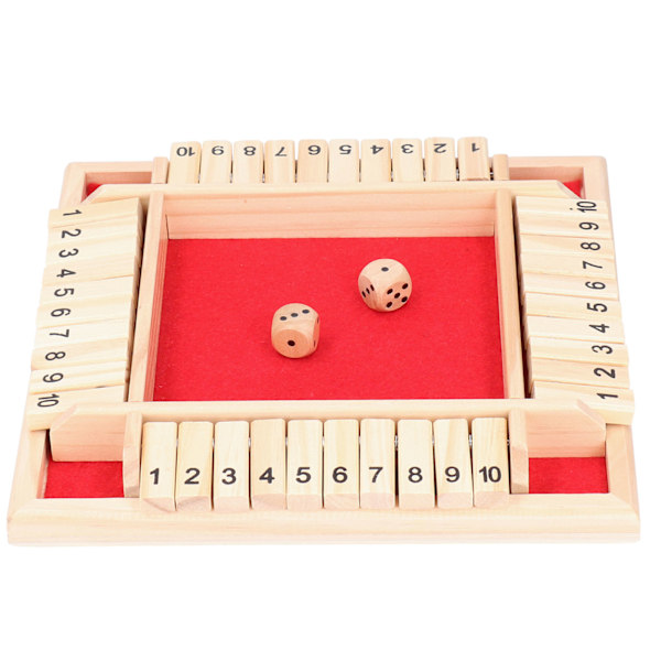 Wooden Number Dice Game Set - Fun Toy for 4 Players at KTV, Pub, Bar Party - Red Prop