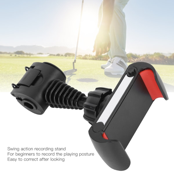 Mobiltelefonhållare för golfklubba, Skytteclips, Sticka, 360 graders rotation, Spela, Åtgärd, Spela in, Korrigera hållning, Live-sändning, Fäste, Svart Röd