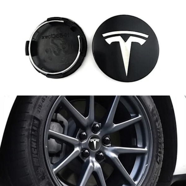 4 st Passar Tesla däckskydd Model S, Model 3, Model X Tesla hjulnavskydd däck centrumkåpa diameter 57MM