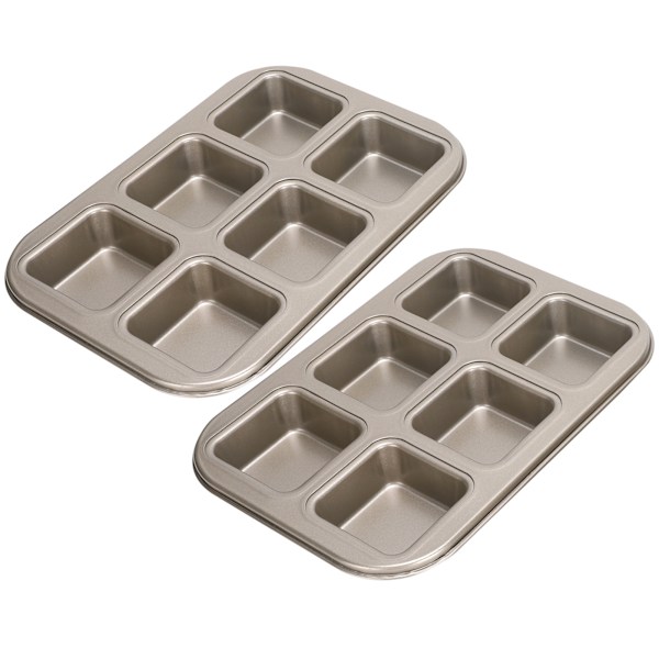 Söt NonStick kakform i kolstål - 2 st (6 Grids Square TG07)