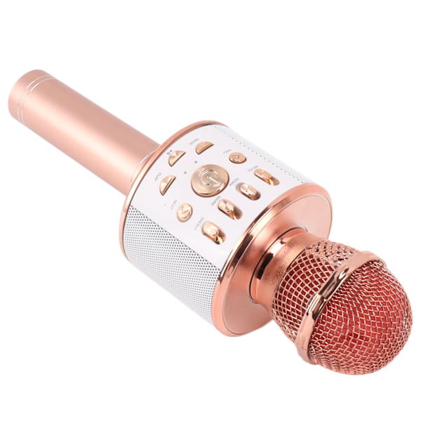 Trådlös mikrofon KTV ljudintegration Bärbar handhållen Bluetooth-mikrofon för flickor Pojkar Tonåringar Rose Gold