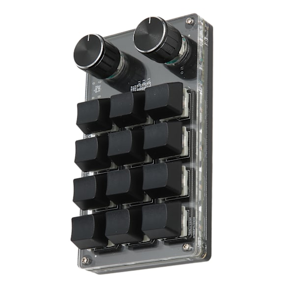 Mini Tastatur 1 Hånds Mekanisk Tastatur Kablet USB Programmerbar Makro 12 Taster 2 Knotter RGB Lys Blå Bryter PC Universal