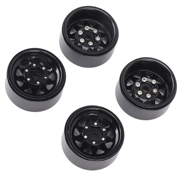 4 stk Beadlock-hjul 1-i dypt spor Universal for Traxxas ATV RC Bildeler med skruer Svart
